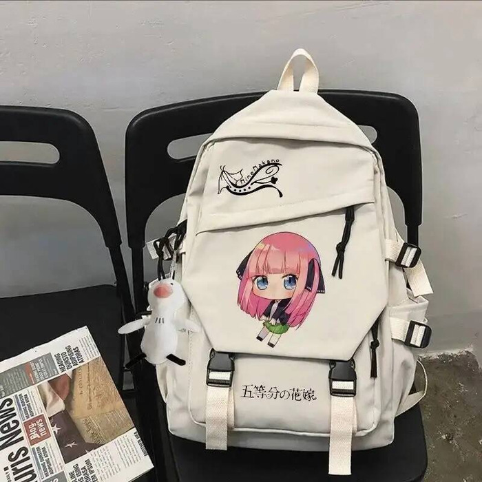 School Backpack Teen - Black Whitethe Quintessential Quintuplets Gotoubun No