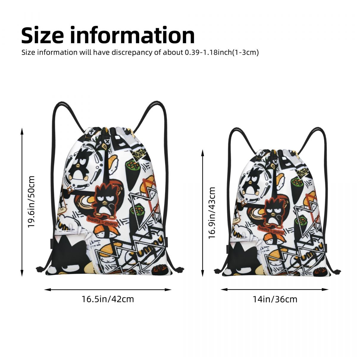 Cute Cartoon Penguin Bad Badtz - đánh giá và giá Drawstring Gym Bag