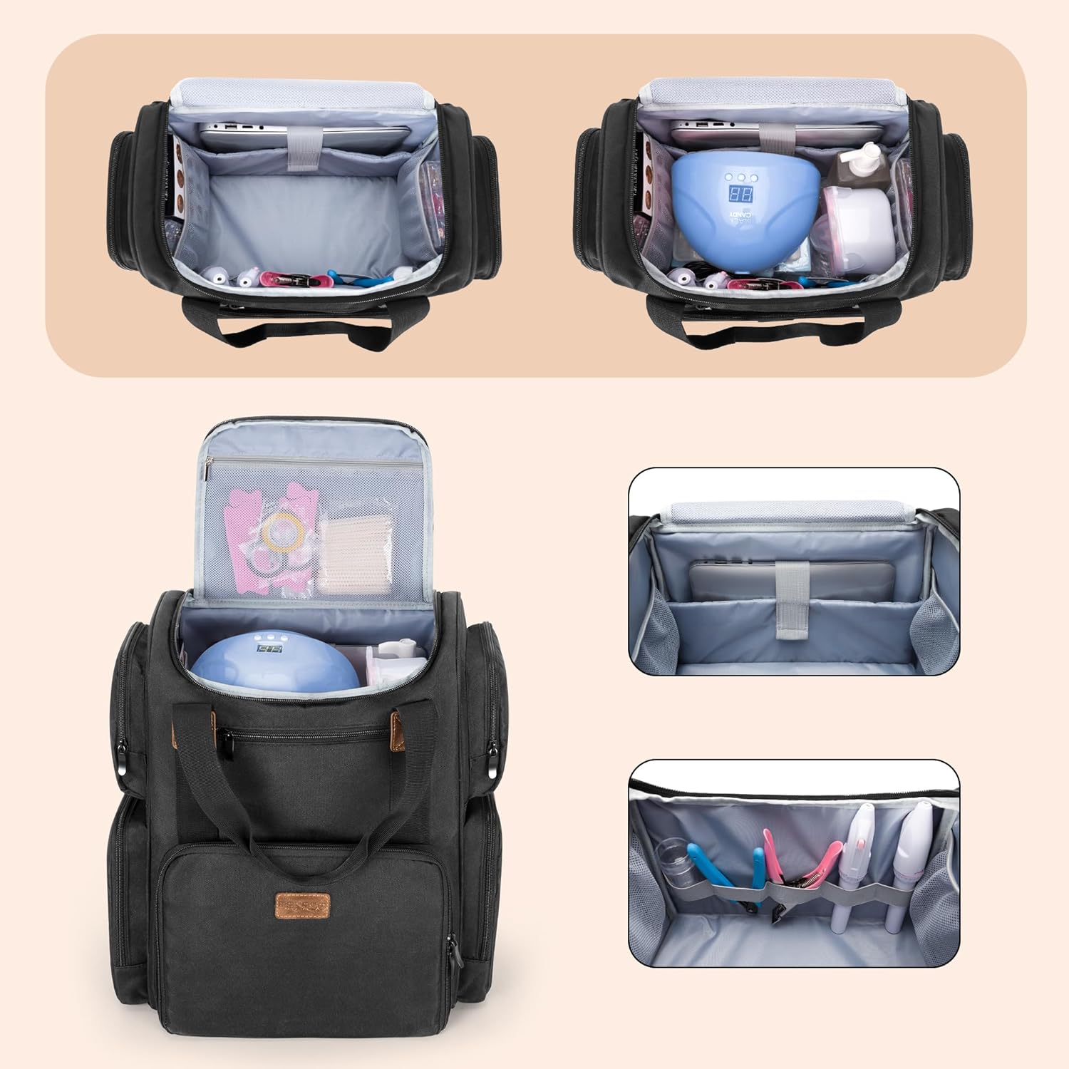 Nail Polish Organizer Backpack - đánh giá và giá Laptop Sleeve Removable