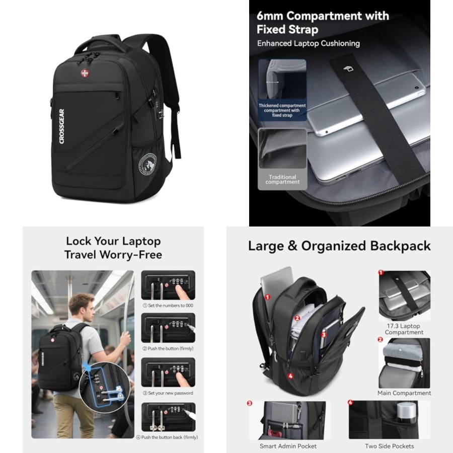 17.3'' Laptop Backpack for Men - đánh giá và giá Travel Backpack Anti Theft