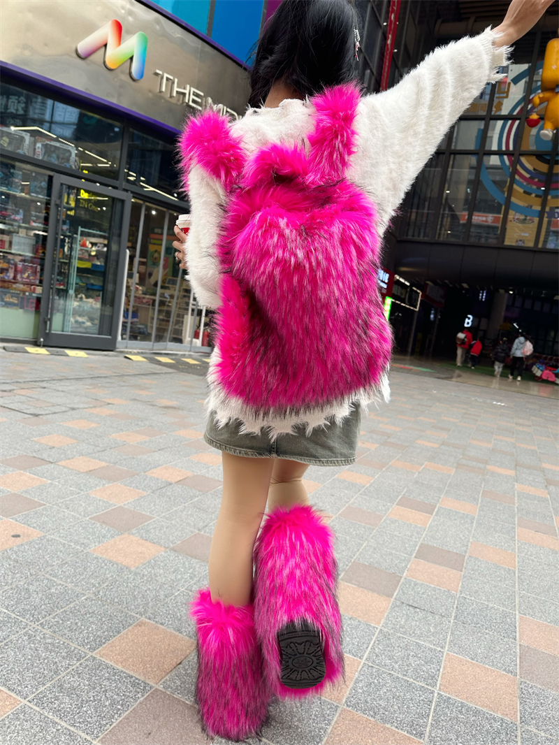 Y2K Faux Fur Leopard Women Bac - đánh giá và giá Fashion Backpack Women