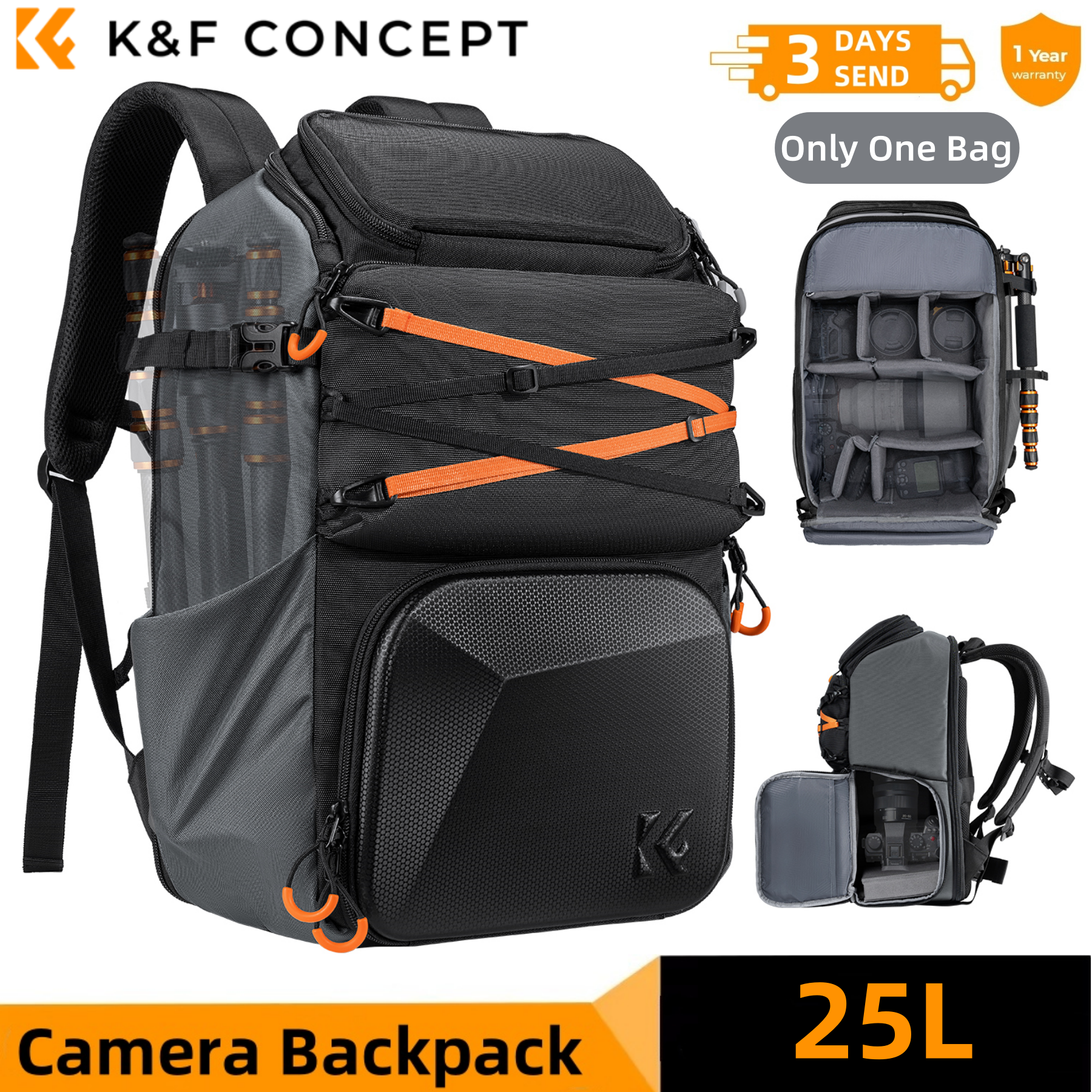 K&F CONCEPT 25L Outdoor Camera - đánh giá và giá Rain Cover Backpack