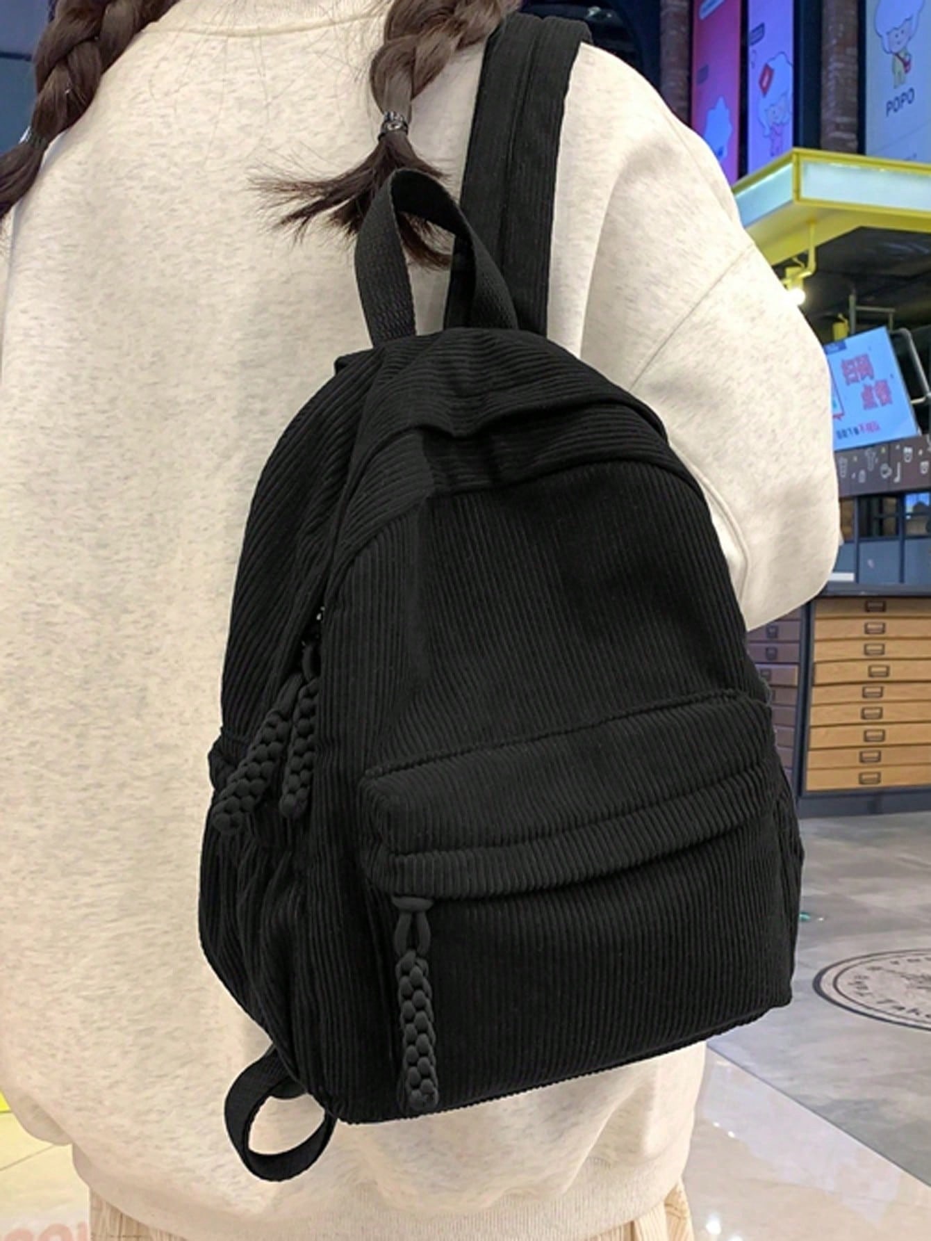 Solid Color Corduroy Fabric Fa - đánh giá và giá Fashion Backpack Women