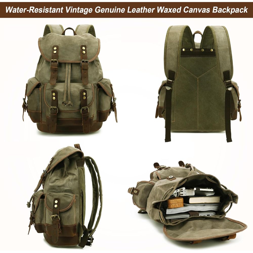 Vintage Canvas Leather Backpac - đánh giá và giá Leather Backpack Vintage