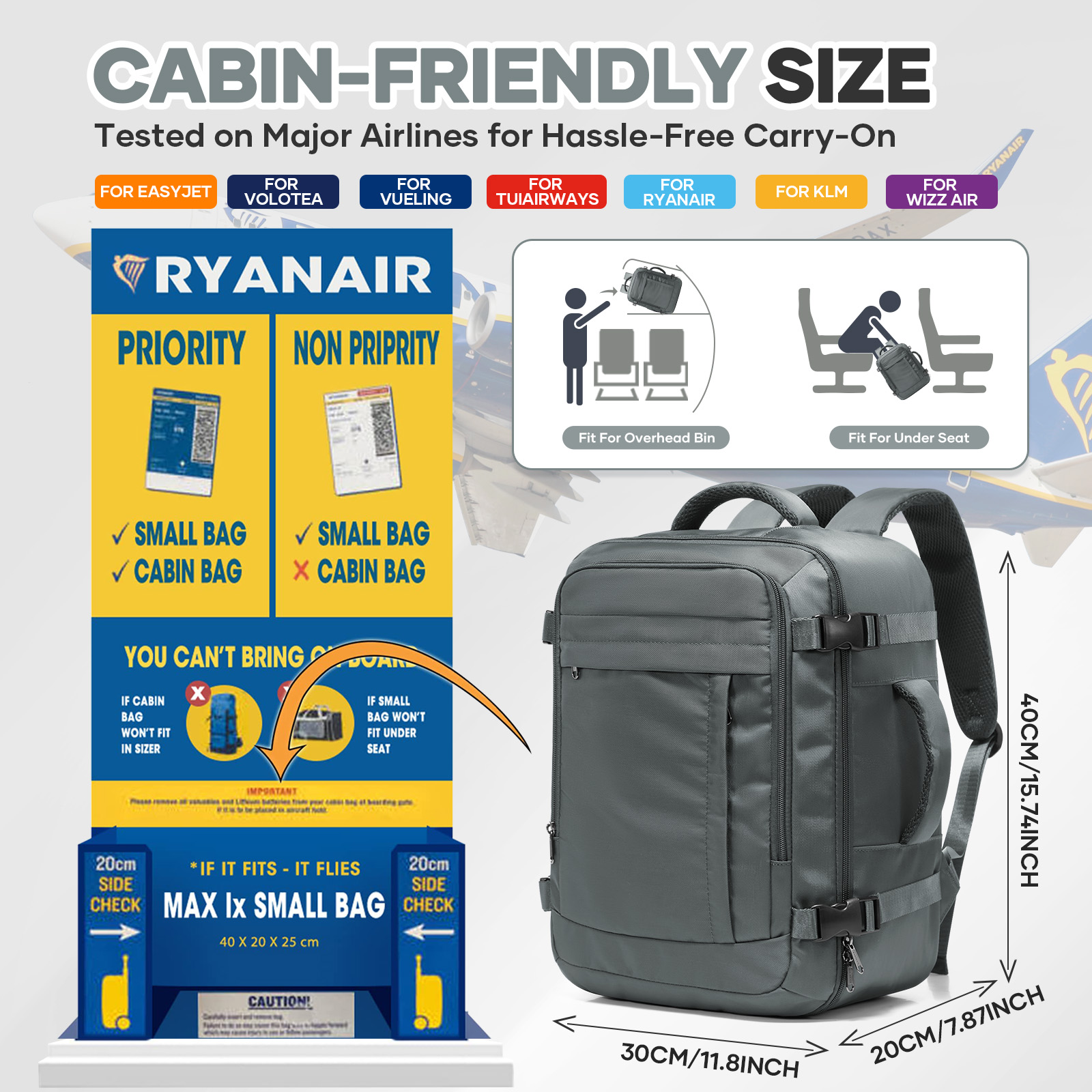 Ryanair Cabin Bags 40x30x20 Un - đánh giá và giá Canvas Backpack Casual