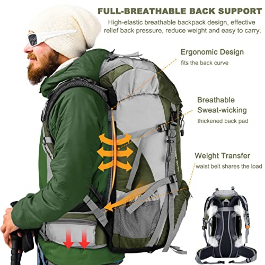 Loowoko 50L Hiking Backpack, W - đánh giá và giá Hiking Backpack Waterproof