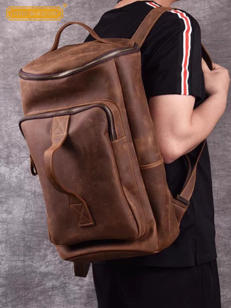 Handmade Mens Large Capacity T - đánh giá và giá Leather Backpack Vintage