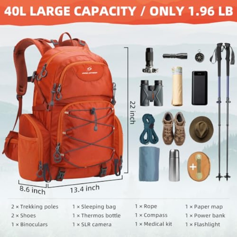 Hiking Backpack, 40L Waterproo - đánh giá và giá Hiking Backpack Waterproof