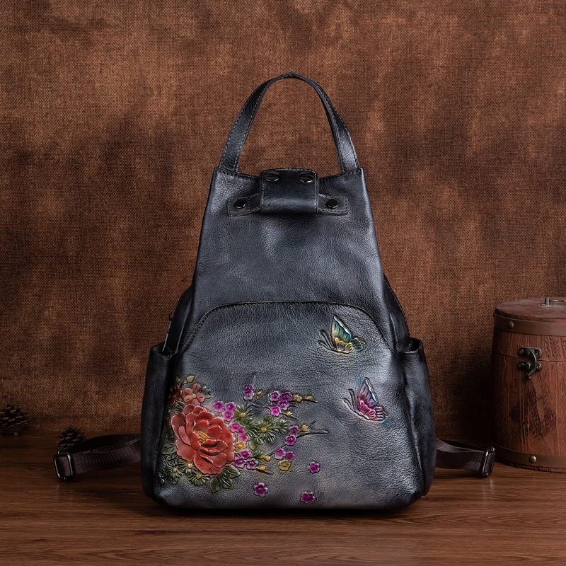 Johnature Genuine Leather Embo - đánh giá và giá Leather Backpack Vintage