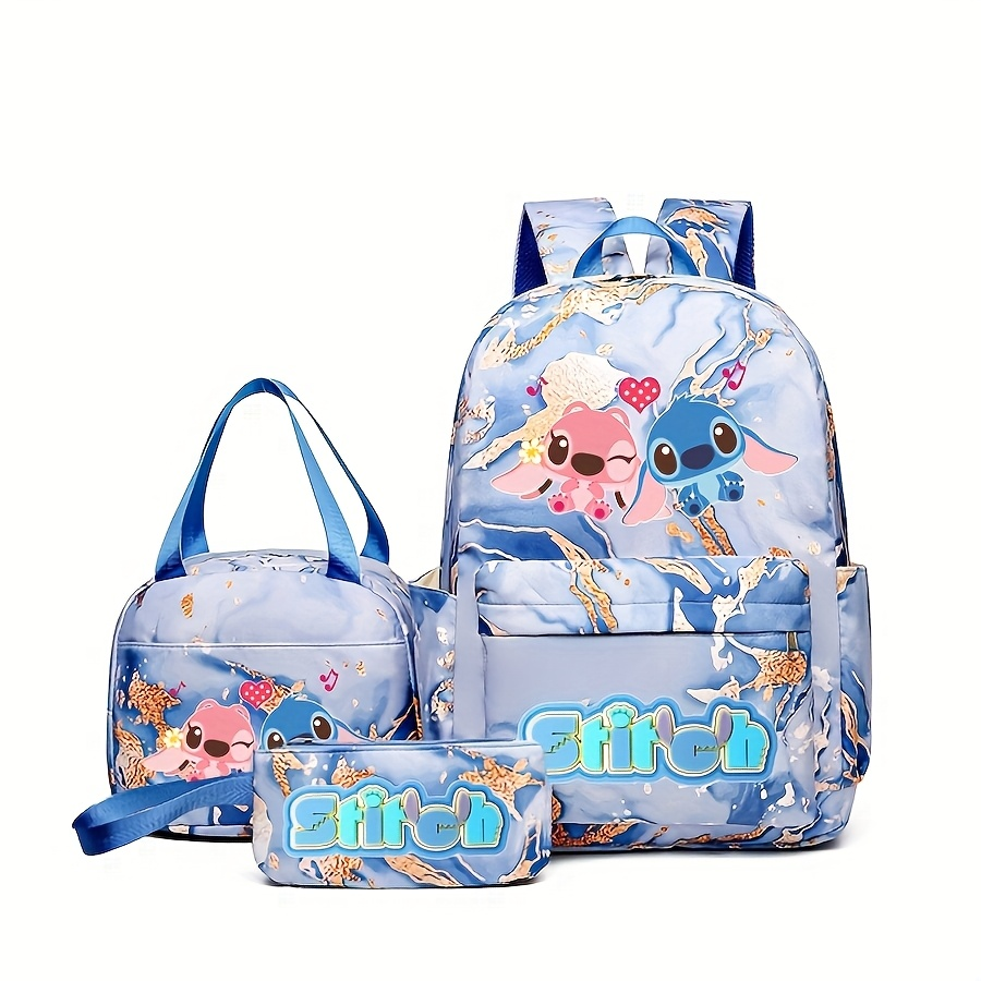 Stitch Series Cartoon Three Pi - đánh giá và giá Canvas Backpack Casual
