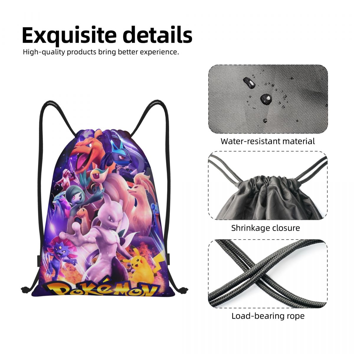 Cute Cartoon Manga Poke-Mon Ba - đánh giá và giá Drawstring Gym Bag