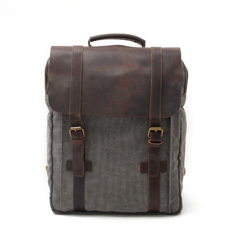 Military Canvas Leather Backpa - đánh giá và giá Rucksack Military Style