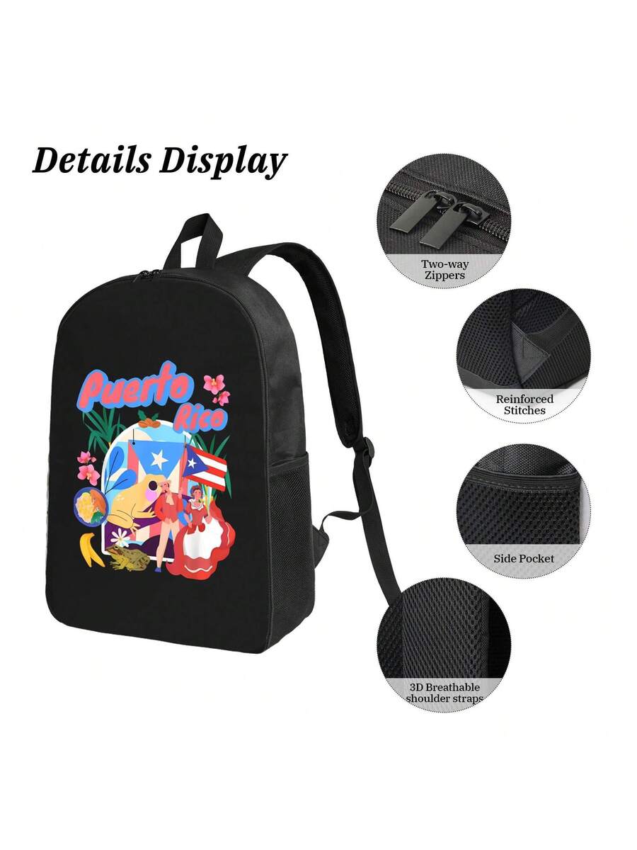 Puerto Rico Print Casual Backp - đánh giá và giá Canvas Backpack Casual